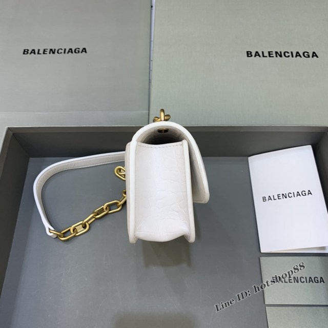 Balenciaga專櫃爆款小號鱷魚白色金扣肩背包 巴黎世家新款Gossip bag斜挎包 fyj1316